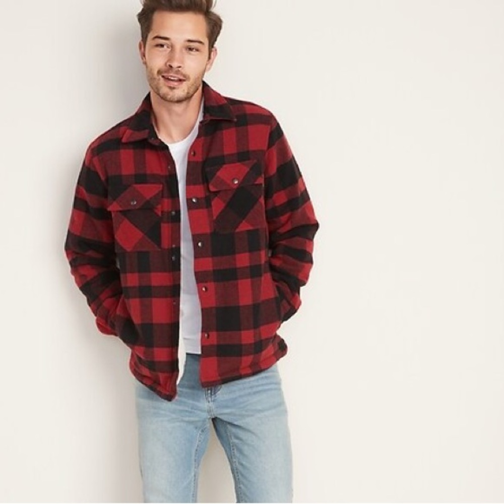 Fleece Lined Plaid Button Up Jacket - image 1